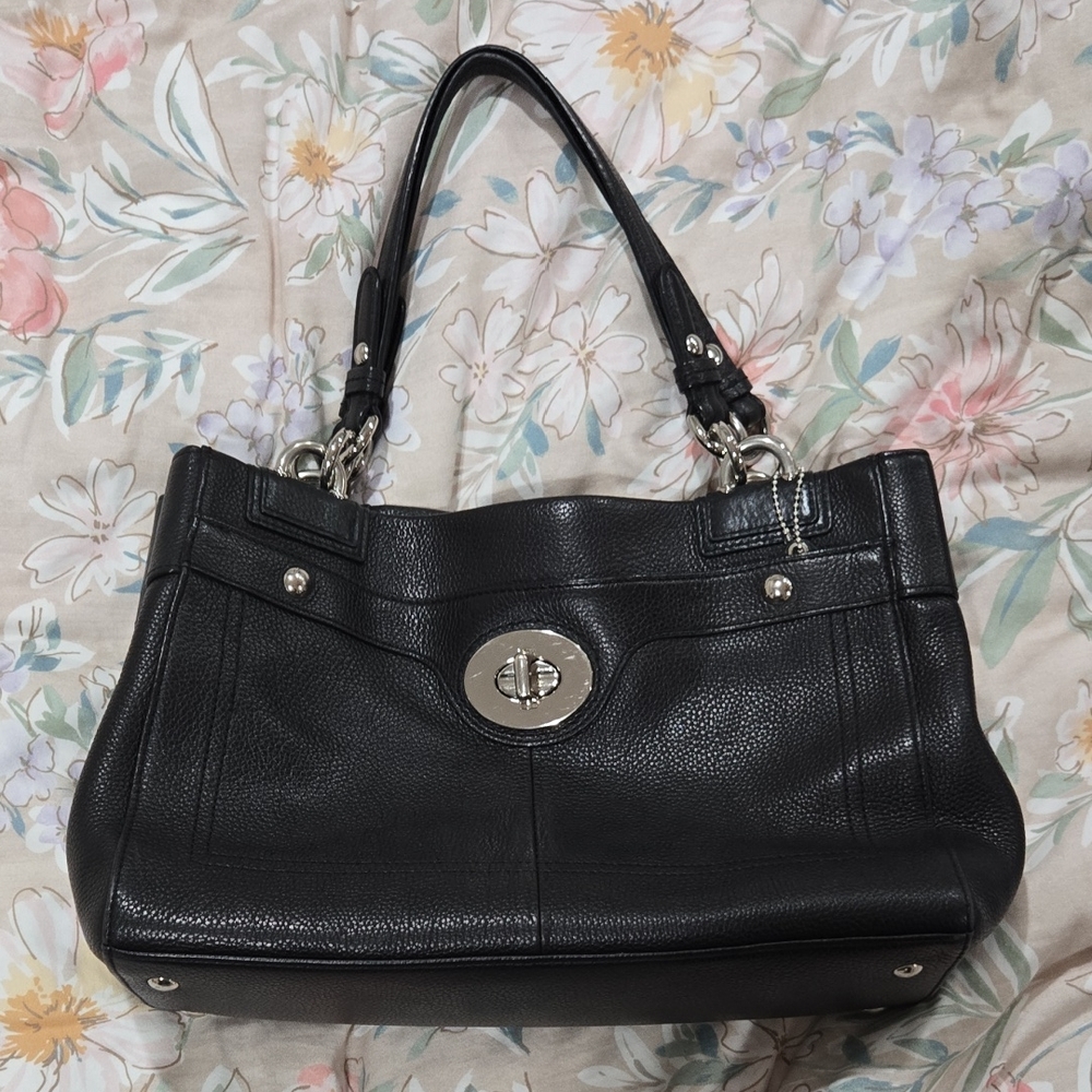 Coach Black Leather Satchel Purse Small-Medium